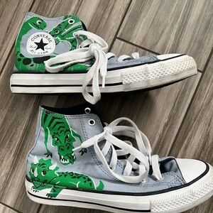 Converse All-Star Kids High-Top Sneakers with dinosaur print - light blue/Green